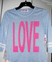 Derek Heart Girl Blue multi-color burnout linen blend l/sleeve shirt M  403 - £6.68 GBP