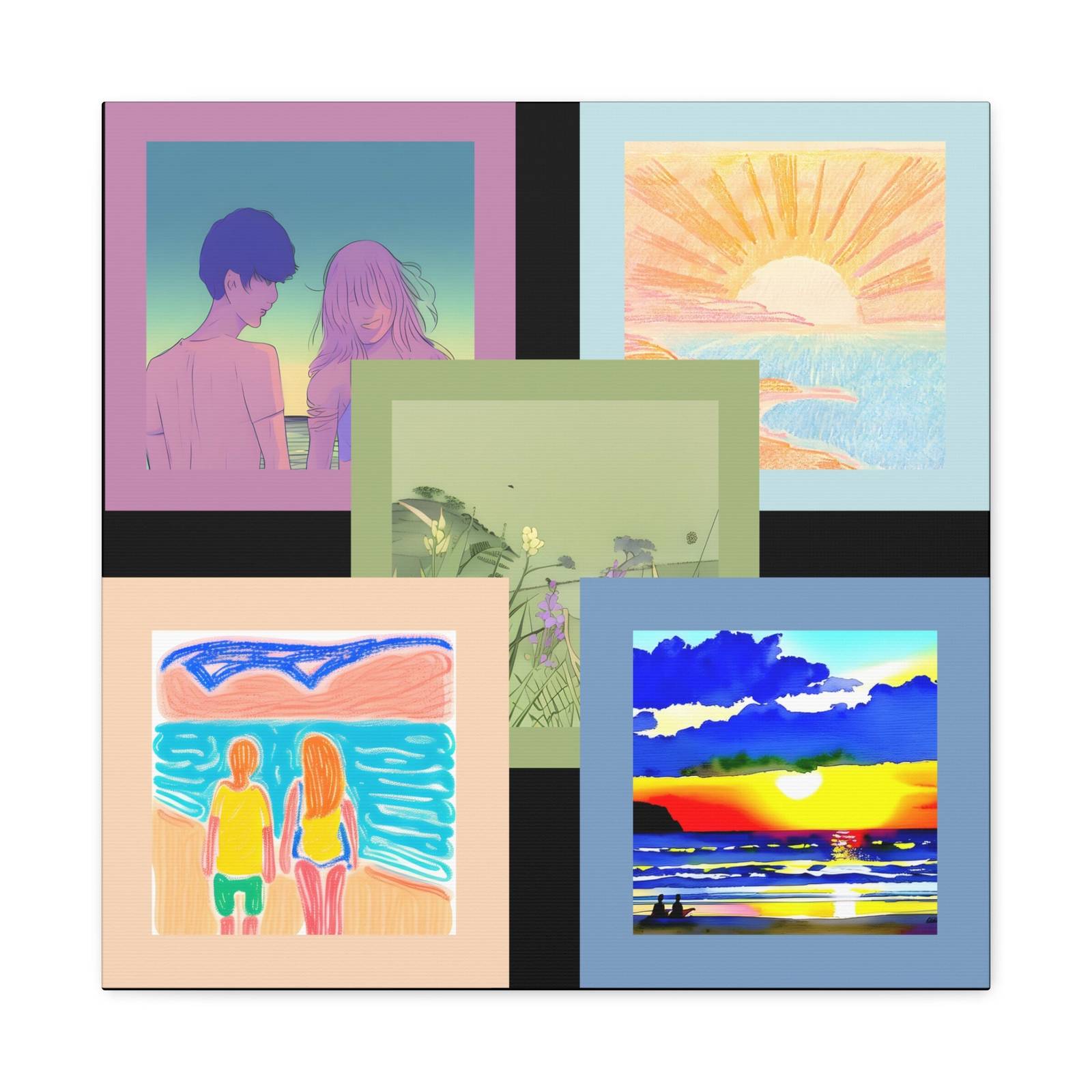 AI assisted digital Art bundle with 5 canvas wrap prepared images for do... - $9.00