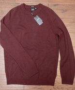 HUGO BOSS Uomo Banilo Regular Rosso Scuro 100% Cashmere Maglione Maglia L - €92,53 EUR