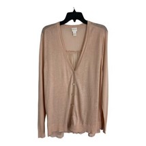 Chicos Womens Sweater Cardigan Adult Size 3=XL Peach Long Sleeve Sheer Back - £20.71 GBP
