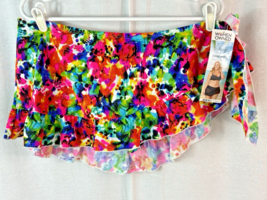 Smart &amp; Sexy Colorful Ruffle Side Tie Swim Skirt Built in Briefs Size 2X... - $14.85