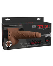 Fetish Fantasy Series 7.5&quot; Hollow Squirting Strap On W/balls - Tan - £56.29 GBP