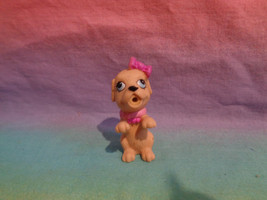 Barbie Rubber Tan Puppy Dog Pet With Pink Bow &amp; Collar - £2.35 GBP