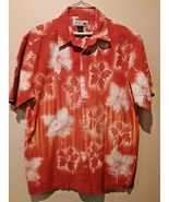 Mens Hawaiian SHIRT Size Med Urban Pipeline Red Hibiscus Floral  Cotton - £11.09 GBP