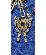 New Betsey Johnson Necklace Butterfly Blueish Rhinestone Summer Collecti... - $280.22 MXN