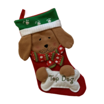 Christmas Stocking Top Dog Holidays Pet Puppy Pup Scarf Floppy Ears Paws NEW - £15.29 GBP