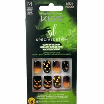 NEW Kiss Nails Halloween Glue Press Manicure Medium Black Orange Candy Corn Star - £13.70 GBP