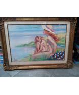 Mary Vickers &#39;Girls by the Sea&#39; Framed oil on canvas - $3,712.50