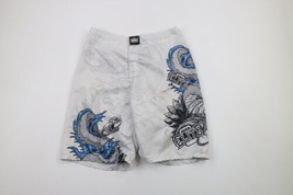 MMA Elite Mens Size Medium Spell Out Dragon Floral Fighting Board Shorts White - £47.43 GBP
