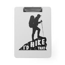 Personalized Clipboard I&#39;d Hike That, Hiking Silhouette, Black and White... - $48.41