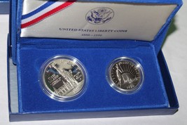 United States 1986 Liberty Ellis Island One And Half Dollar Coins In Holder - £31.64 GBP