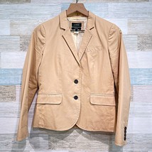 J Crew Cotton Silk Schoolboy Blazer Tan Two Button Lined Career Work Wom... - $34.64