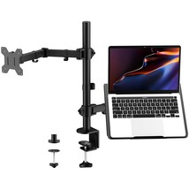 Laptop Monitor Mount Stand With Keyboard Tray, Adjustable Monitor Arm Desk Mount - £81.60 GBP