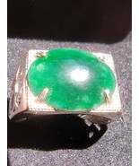 Icy Ice Dark Green 100% Natural Burma Jadeite Jade Ring # Type A Jadeite # - $2,453.26 CAD