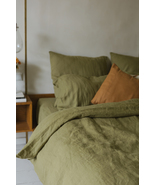 Olive Green Washed Linen Pillowcase - £18.87 GBP - £22.81 GBP