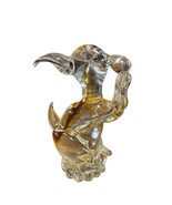 Hand blown Murano Style Glass bunny figurine clear with gold streak insi... - $341.07 MXN