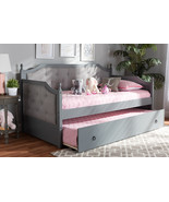 Geoffrey Gray Fabric Upholstered Gray Twin Size Daybed w/Trundle - $10,644.79 MXN