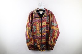 Vintage 90s Streetwear Womens Medium Abstract Rainbow Lined Windbreaker ... - £46.68 GBP
