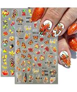 Autumn Maple Leaf 5D Nail Stickers Fall Leaves Butterfly Mushroom 6 Pcs - €2,83 EUR