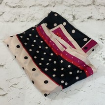 Ann Taylor Scarf Handkerchief 25” Square Black Pink White Polka Dots - £18.28 GBP