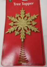 Glittering Gold Snowflake Christmas Tree Topper Festive Holiday Decor Vtg - £9.12 GBP