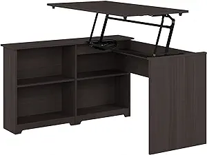 Bush Furniture Cabot 3 Position Sit To Stand Bookcase Corner Desk With S... - $402.99