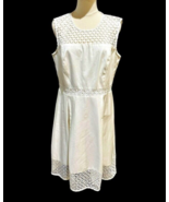 CALVIN KLEIN White Cotton Sleeveless Dress Size 12 Stretch Eyelet Open B... - £15.05 GBP