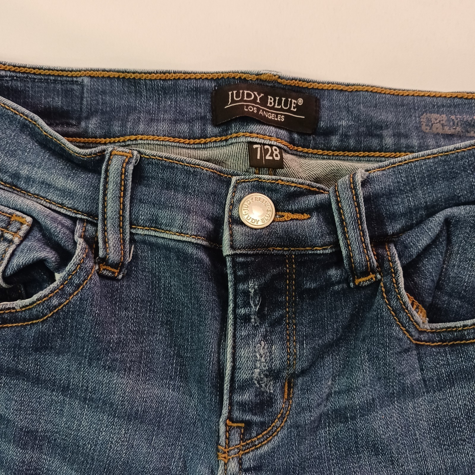 Judy Blue JB8276DK Women's Blue Cotton Blend Distressed Jeans Size 7/28 (29×29) Item image 4