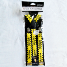 &quot;Caution&quot; Novelty Adult Suspenders Adjustable Halloween Costume Nerdy NEW - $9.89