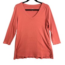 J Jill Shirt Women&#39;s Medium Tall Pink Pima Cotton Knit Tunic Top V Neck Casual - £11.55 GBP
