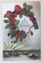 1909 Merry Christmas Horseshoe Embossed Pc 1 Cent Stamp - £7.04 GBP