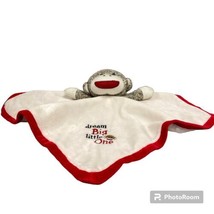 Baby Starters Dream Big Little One Sock Monkey Lovey Plush Satin Blanket Rattle - £18.52 GBP