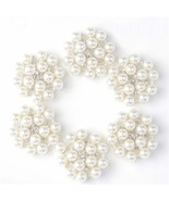 24 Pcs Pearl Buttons Rhinestone Crystal Silver Flatback Beads Brooches E... - £20.05 GBP