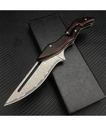 67 Layers Damascus Steel Mechanical Folding Knife With Rosewood Handle - £38.37 GBP