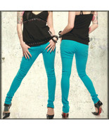 Lip Service Rock N Roll Skull Womens Junkie Skinny Jeans Turquoise Blue ... - $27.00
