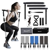 Pilates Bar Kit With Resistance Bands, Fitness Equipment For Women &amp; Men, Gym Ho - £59.14 GBP