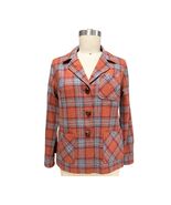 VTG 1970s Pendleton Petite L Wool Plaid Jacket Orange Grey Old-Money Cab... - $69.95