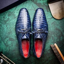 Lacio Genuine Caiman Crocodile Lace up Navy image 9
