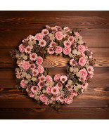 13 inch Purely Handmade Pink Little Daisy Wreath for Outdoor Or Home Decor - £60.19 GBP