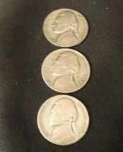 1945 PDS Silver Wartime Jefferson Nickels (Three) AA20-7432 Vintage - £78.18 GBP
