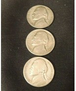 1945 PDS Silver Wartime Jefferson Nickels (Three) AA20-7432 Vintage - £78.27 GBP