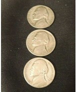 1945 PDS Silver Wartime Jefferson Nickels (Three) AA20-7432 Vintage - $137.08 CAD