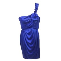 Adrianna Papell Dress One Shoulder Pleated Ruching Royal Blue Short Sexy Size 8 - $23.74