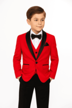 Boys Red &amp; Black Shawl Tuxedo Suit - $2,245.46 MXN+