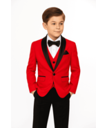 Boys Red &amp; Black Shawl Tuxedo Suit - $2,245.46 MXN+