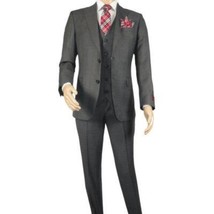 Men Suit BERLUSCONI Turkey 100% Italian Wool Super 180's 3pc Vested #Ber12 Gray image 2
