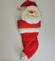 Vintage Russ Berrie Santa Claus Plush Christmas Stocking Nylon Puffy Red White - £9.76 GBP