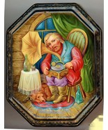 Handpainted One of a Kind Russian Lacquer Box &quot;THE GRAMMOPHONE-MAN&quot; BY S... - $589.70 CAD