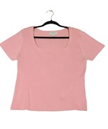 Chadwicks Womens Large Sweater Pink Short Sleeve Square Neck Stretch - $172.12 MXN