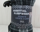 Men&#39;s 2XL plaid pajamas bottoms lounge pants black gray plaid fleece  - £10.19 GBP